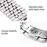 22mm 男款隱藏蝴蝶扣 7 珠不鏽鋼錶帶，適用於 Apple Watch 38mm，22mm 男款