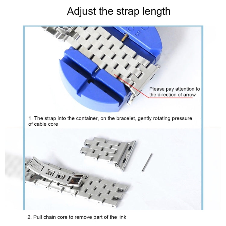 22mm 男款隱藏蝴蝶扣 7 珠不鏽鋼錶帶，適用於 Apple Watch 38mm，22mm 男款