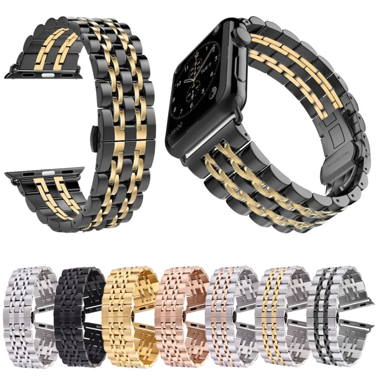 22mm 男款隱藏式蝴蝶扣 7 珠不鏽鋼錶帶，適用於 Apple Watch 42mm，22mm 男款