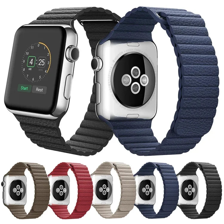 適用於 Apple Watch 38mm 環形磁吸扣 PU 皮革錶帶