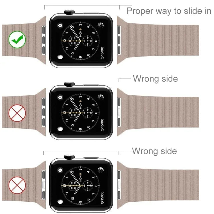 適用於 Apple Watch 42mm 環形磁吸扣 PU 皮革錶帶