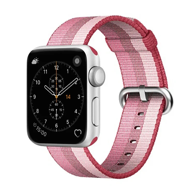 適用於 Apple Watch 42mm 條紋織尼龍錶帶，適用於 Apple Watch 42mm