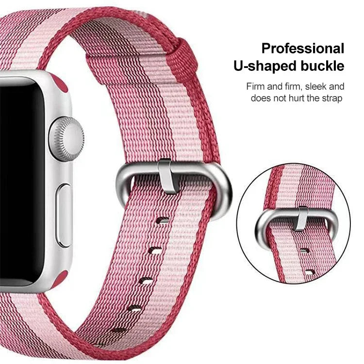 適用於 Apple Watch 42mm 條紋織尼龍錶帶，適用於 Apple Watch 42mm