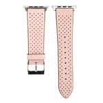 適用於 Apple Watch Series 10 42mm / 9&8&7 41mm / SE 3&SE 2&6&SE&5&4 40mm / 3&2&1 38mm 簡約時尚真皮打孔錶帶，38mm