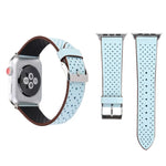 適用於 Apple Watch Series 10 42mm / 9&8&7 41mm / SE 3&SE 2&6&SE&5&4 40mm / 3&2&1 38mm 簡約時尚真皮打孔錶帶，38mm