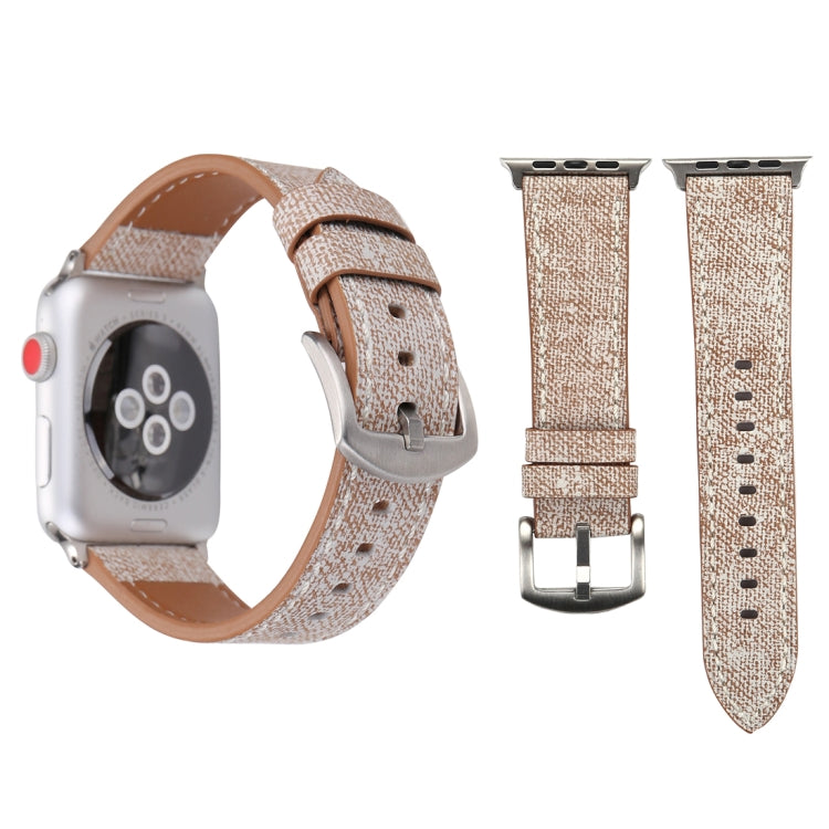 適用於 Apple Watch Series 10 42mm / 9&8&7 41mm / SE 3&SE 2&6&SE&5&4 40mm / 3&2&1 38mm 簡約時尚真皮牛仔圖案錶帶，38mm