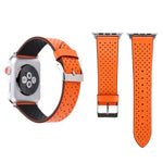 適用於 Apple Watch Ultra 49mm 及 Watch Ultra 2 49mm / Series 10 46mm / 9&8&7 45mm / SE 3&SE 2&6&SE&5&4 44mm / 3&2&1 42mm 簡約時尚真皮孔洞錶帶，42mm
