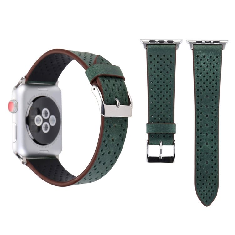 適用於 Apple Watch Ultra 49mm 及 Watch Ultra 2 49mm / Series 10 46mm / 9&8&7 45mm / SE 3&SE 2&6&SE&5&4 44mm / 3&2&1 42mm 簡約時尚真皮孔洞錶帶，42mm