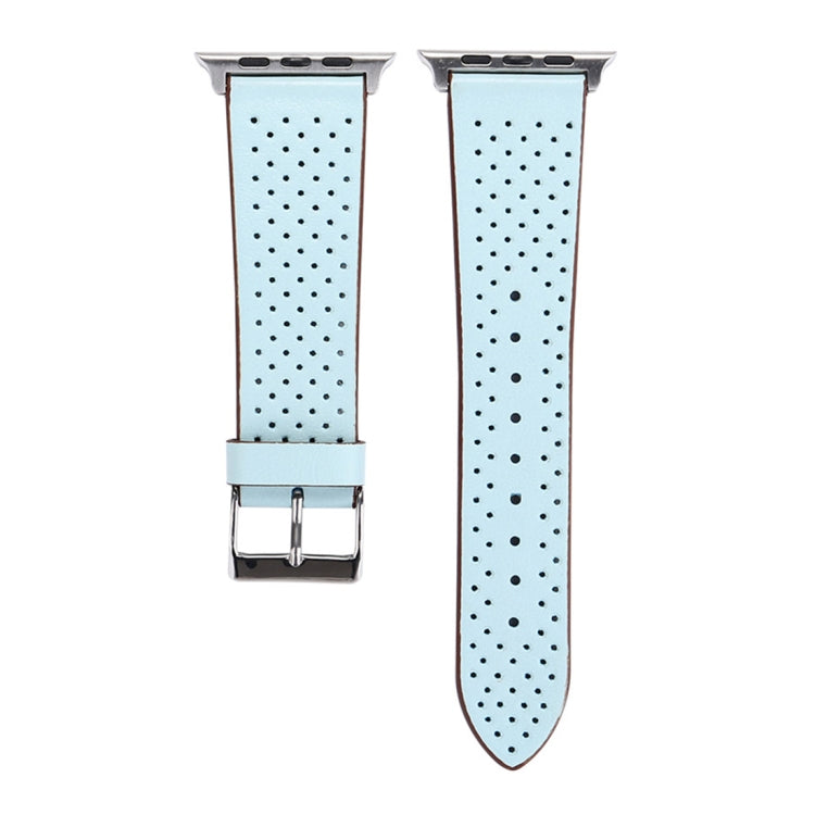 適用於 Apple Watch Ultra 49mm 及 Watch Ultra 2 49mm / Series 10 46mm / 9&8&7 45mm / SE 3&SE 2&6&SE&5&4 44mm / 3&2&1 42mm 簡約時尚真皮孔洞錶帶，42mm