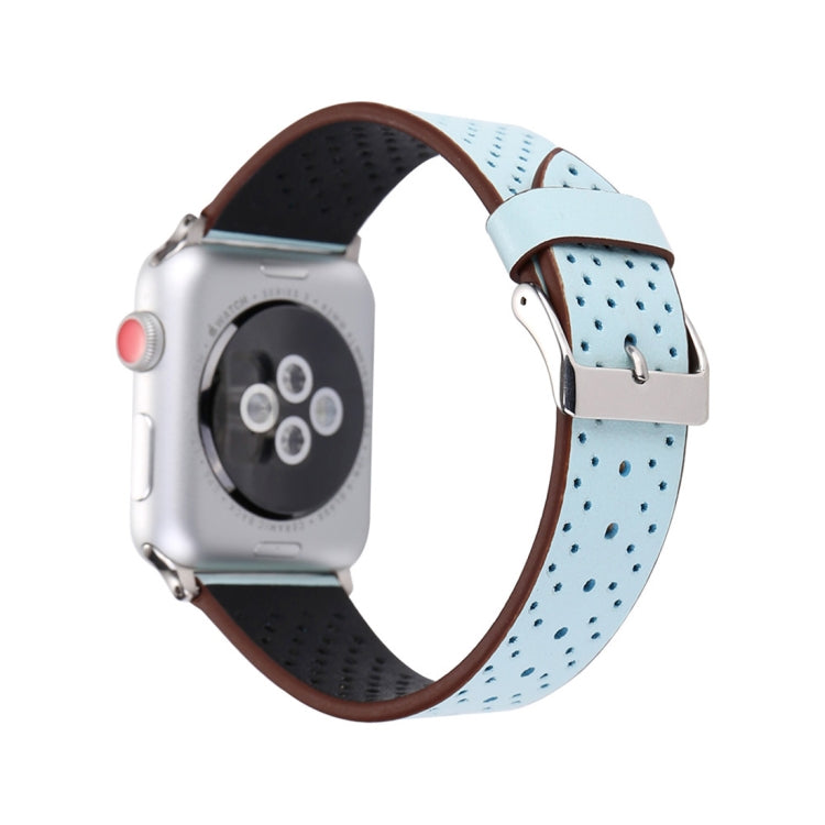 適用於 Apple Watch Ultra 49mm 及 Watch Ultra 2 49mm / Series 10 46mm / 9&8&7 45mm / SE 3&SE 2&6&SE&5&4 44mm / 3&2&1 42mm 簡約時尚真皮孔洞錶帶，42mm
