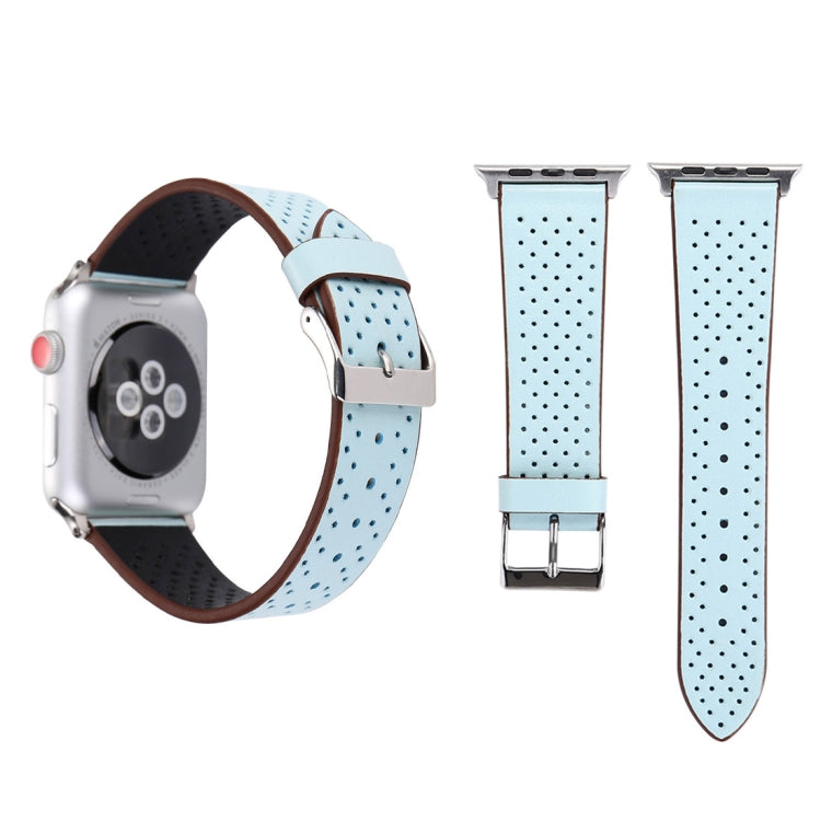 適用於 Apple Watch Ultra 49mm 及 Watch Ultra 2 49mm / Series 10 46mm / 9&8&7 45mm / SE 3&SE 2&6&SE&5&4 44mm / 3&2&1 42mm 簡約時尚真皮孔洞錶帶，42mm