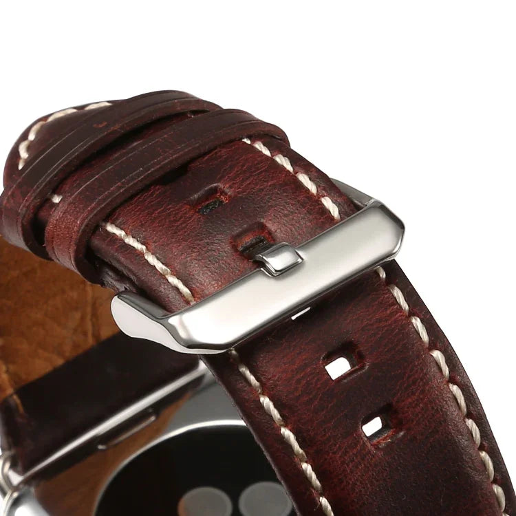 Denior 油蠟復古皮革錶帶，適用於 Apple Watch Series 7 45mm / 6 & SE & 5 & 4 44mm / 3 & 2 & 1 42mm