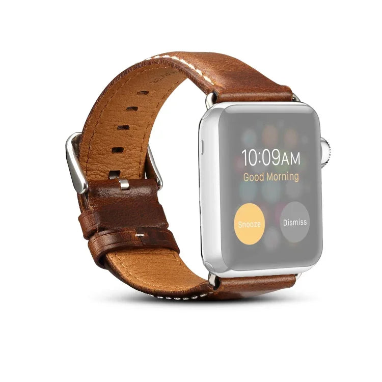 Denior 油蠟復古皮革錶帶，適用於 Apple Watch Series 7 45mm / 6 & SE & 5 & 4 44mm / 3 & 2 & 1 42mm