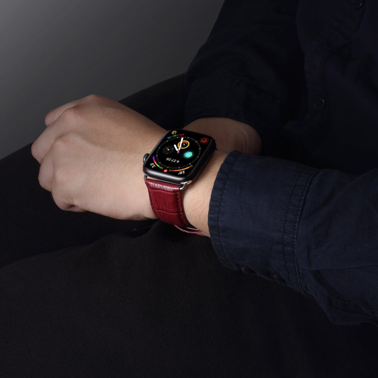 Denior 鱷魚紋牛皮真皮錶帶，適用於 Apple Watch Ultra 49mm & Watch Ultra 2 49mm / Series 10 46mm / 9&8&7 45mm / SE 3&SE 2&6&SE&5&4 44mm / 3&2&1 42mm