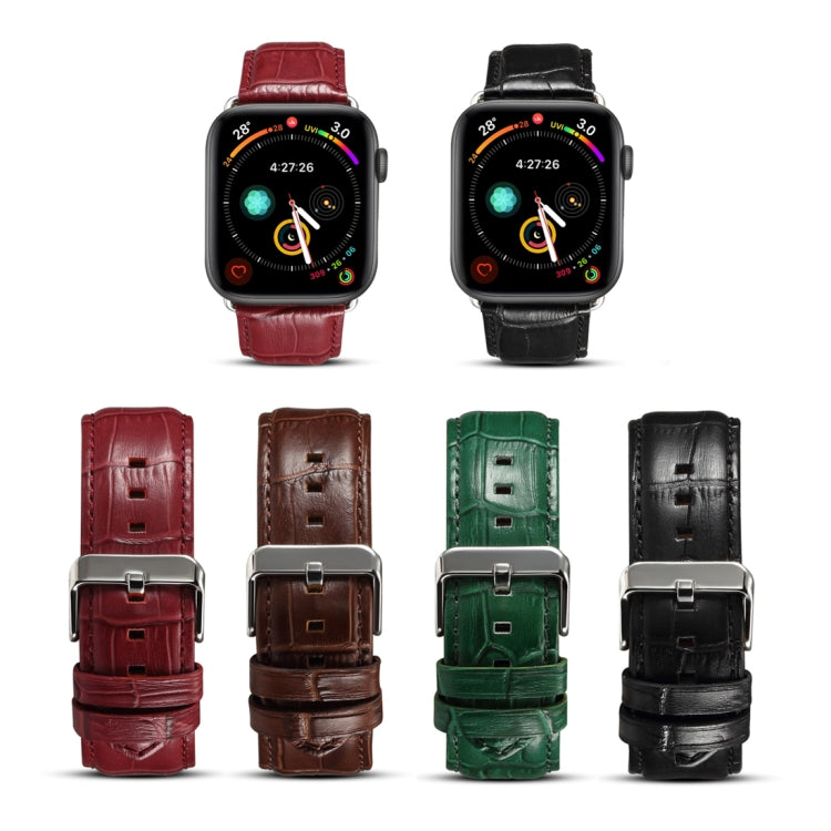 Denior 鱷魚紋牛皮真皮錶帶，適用於 Apple Watch Ultra 49mm & Watch Ultra 2 49mm / Series 10 46mm / 9&8&7 45mm / SE 3&SE 2&6&SE&5&4 44mm / 3&2&1 42mm