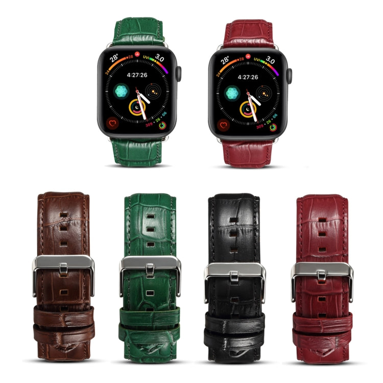 Denior 鱷魚紋牛皮錶帶，適用於 Apple Watch Series 10 42mm / 9&8&7 41mm / SE 3&SE 2&6&SE&5&4 40mm / 3&2&1 38mm
