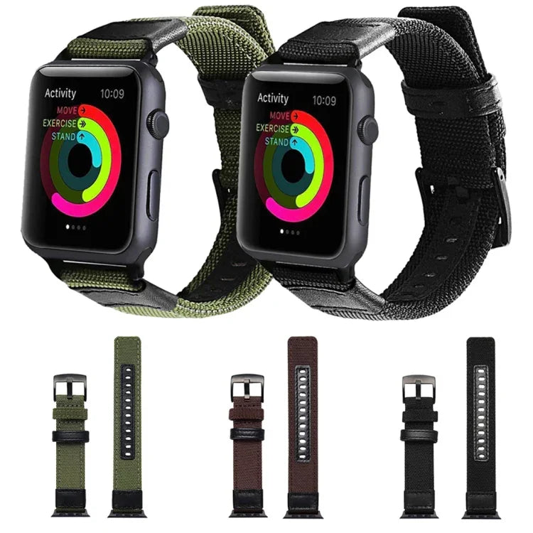 Jeep 風格尼龍錶帶，配不鏽鋼扣，適用於 Apple Watch Series 3 & 2 & 1 42mm