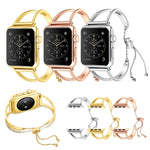 字母 V 形手環金屬錶帶，配不鏽鋼扣，適用於 Apple Watch Series 10 42mm / 9&8&7 41mm / SE 3&SE 2&6&SE&5&4 40mm / 3&2&1 38mm