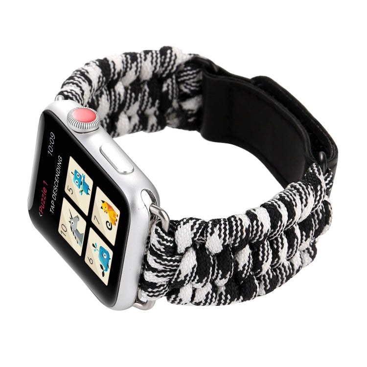 魔術貼真皮傘繩尼龍手錶錶帶，配不鏽鋼扣，適用於 Apple Watch Series 10 42mm / 9&8&7 41mm / SE 3&SE 2&6&SE&5&4 40mm / 3&2&1 38mm，7 41mm / 6&SE&5&4 40mm / 3&2&1 38mm