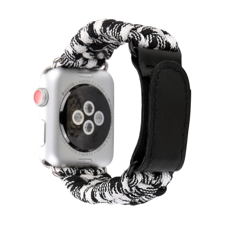 魔術貼真皮傘繩尼龍手錶錶帶，配不鏽鋼扣，適用於 Apple Watch Series 10 42mm / 9&8&7 41mm / SE 3&SE 2&6&SE&5&4 40mm / 3&2&1 38mm，7 41mm / 6&SE&5&4 40mm / 3&2&1 38mm
