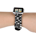 魔術貼真皮傘繩尼龍手錶錶帶，配不鏽鋼扣，適用於 Apple Watch Series 10 42mm / 9&8&7 41mm / SE 3&SE 2&6&SE&5&4 40mm / 3&2&1 38mm，7 41mm / 6&SE&5&4 40mm / 3&2&1 38mm