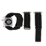 魔術貼真皮傘繩尼龍手錶錶帶，配不鏽鋼扣，適用於 Apple Watch Series 10 42mm / 9&8&7 41mm / SE 3&SE 2&6&SE&5&4 40mm / 3&2&1 38mm，7 41mm / 6&SE&5&4 40mm / 3&2&1 38mm