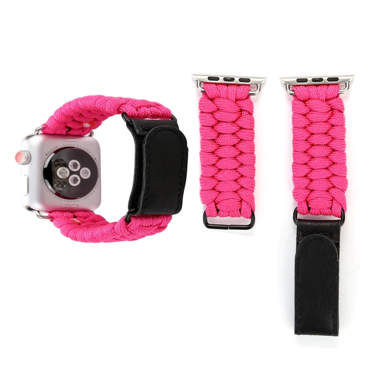 魔術貼真皮傘繩尼龍手錶錶帶，配不鏽鋼扣，適用於 Apple Watch Series 10 42mm / 9&8&7 41mm / SE 3&SE 2&6&SE&5&4 40mm / 3&2&1 38mm，7 41mm / 6&SE&5&4 40mm / 3&2&1 38mm