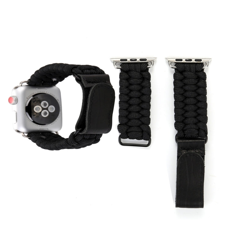 Magic Paste 真皮傘繩尼龍手錶帶，配不鏽鋼扣，適用於 Apple Watch Ultra 49mm & Watch Ultra 2 49mm / Series 10 46mm / 9&8&7 45mm / SE 3&SE 2&6&SE&5&4 44mm / 3&2&1 42mm，7 45mm / 6&SE&5&4 44mm / 3&2&1 42mm