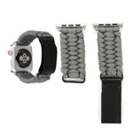 Magic Paste 真皮傘繩尼龍手錶帶，配不鏽鋼扣，適用於 Apple Watch Ultra 49mm & Watch Ultra 2 49mm / Series 10 46mm / 9&8&7 45mm / SE 3&SE 2&6&SE&5&4 44mm / 3&2&1 42mm，7 45mm / 6&SE&5&4 44mm / 3&2&1 42mm