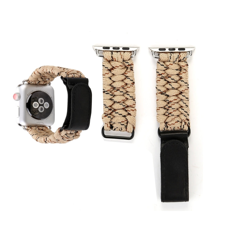 Magic Paste 真皮傘繩尼龍手錶帶，配不鏽鋼扣，適用於 Apple Watch Ultra 49mm & Watch Ultra 2 49mm / Series 10 46mm / 9&8&7 45mm / SE 3&SE 2&6&SE&5&4 44mm / 3&2&1 42mm，7 45mm / 6&SE&5&4 44mm / 3&2&1 42mm