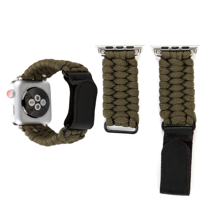 Magic Paste 真皮傘繩尼龍手錶帶，配不鏽鋼扣，適用於 Apple Watch Ultra 49mm & Watch Ultra 2 49mm / Series 10 46mm / 9&8&7 45mm / SE 3&SE 2&6&SE&5&4 44mm / 3&2&1 42mm，7 45mm / 6&SE&5&4 44mm / 3&2&1 42mm