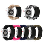 Magic Paste 真皮傘繩尼龍手錶帶，配不鏽鋼扣，適用於 Apple Watch Ultra 49mm & Watch Ultra 2 49mm / Series 10 46mm / 9&8&7 45mm / SE 3&SE 2&6&SE&5&4 44mm / 3&2&1 42mm，7 45mm / 6&SE&5&4 44mm / 3&2&1 42mm