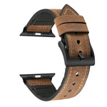 瘋馬紋 TPU + 不鏽鋼錶帶，適用於 Apple Watch Series 7 45mm / 6 & SE & 5 & 4 44mm / 3 & 2 & 1 42mm，44mm
