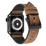 瘋馬紋 TPU + 不鏽鋼錶帶，適用於 Apple Watch Series 7 41mm / 6 & SE & 5 & 4 40mm / 3 & 2 & 1 38mm，40mm