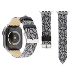 荊棘印花真皮錶帶，適用於 Apple Watch Series 10 42mm / 9&8&7 41mm / SE 3&SE 2&6&SE&5&4 40mm / 3&2&1 38mm，40mm