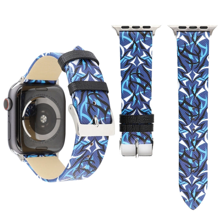 荊棘印花真皮錶帶，適用於 Apple Watch Series 10 42mm / 9&8&7 41mm / SE 3&SE 2&6&SE&5&4 40mm / 3&2&1 38mm，40mm