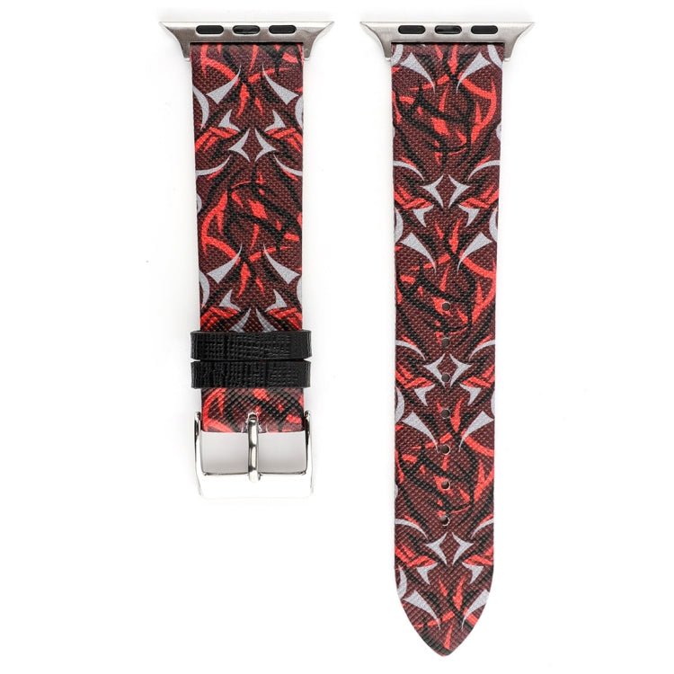 荊棘印花真皮錶帶，適用於 Apple Watch Series 10 42mm / 9&8&7 41mm / SE 3&SE 2&6&SE&5&4 40mm / 3&2&1 38mm，40mm