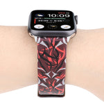 荊棘印花真皮錶帶，適用於 Apple Watch Series 10 42mm / 9&8&7 41mm / SE 3&SE 2&6&SE&5&4 40mm / 3&2&1 38mm，40mm