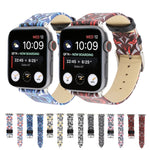 荊棘印花真皮錶帶，適用於 Apple Watch Series 10 42mm / 9&8&7 41mm / SE 3&SE 2&6&SE&5&4 40mm / 3&2&1 38mm，40mm