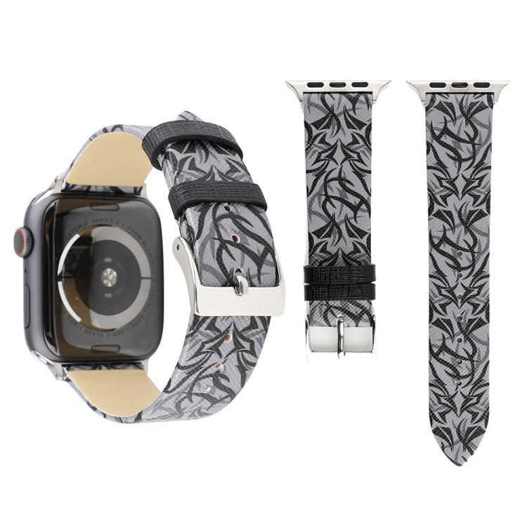 荊棘印花真皮錶帶，適用於 Apple Watch Ultra 49mm 及 Watch Ultra 2 49mm / Series 10 46mm / 9&8&7 45mm / SE 3&SE 2&6&SE&5&4 44mm / 3&2&1 42mm，44mm
