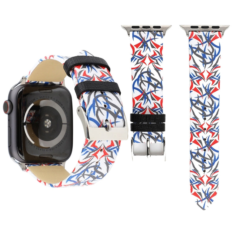 荊棘印花真皮錶帶，適用於 Apple Watch Ultra 49mm 及 Watch Ultra 2 49mm / Series 10 46mm / 9&8&7 45mm / SE 3&SE 2&6&SE&5&4 44mm / 3&2&1 42mm，44mm