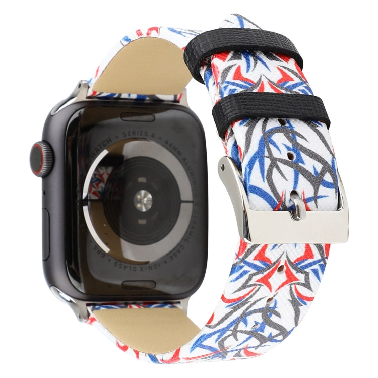 荊棘印花真皮錶帶，適用於 Apple Watch Ultra 49mm 及 Watch Ultra 2 49mm / Series 10 46mm / 9&8&7 45mm / SE 3&SE 2&6&SE&5&4 44mm / 3&2&1 42mm，44mm