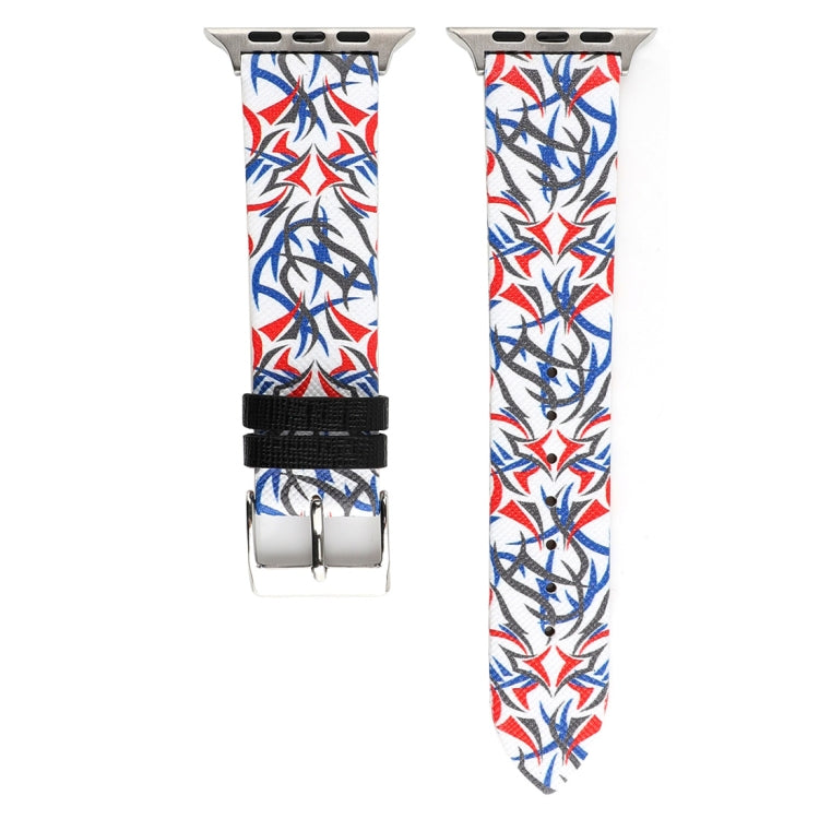 荊棘印花真皮錶帶，適用於 Apple Watch Ultra 49mm 及 Watch Ultra 2 49mm / Series 10 46mm / 9&8&7 45mm / SE 3&SE 2&6&SE&5&4 44mm / 3&2&1 42mm，44mm