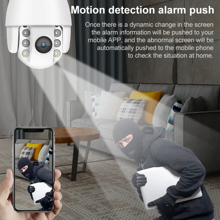 QX2 1080P HD 360 度全景 WiFi 日夜全彩 IP66 防水智慧攝影機, 支援動態偵測 / 雙向語音 / TF 卡, 美國插頭, WiFi 版本