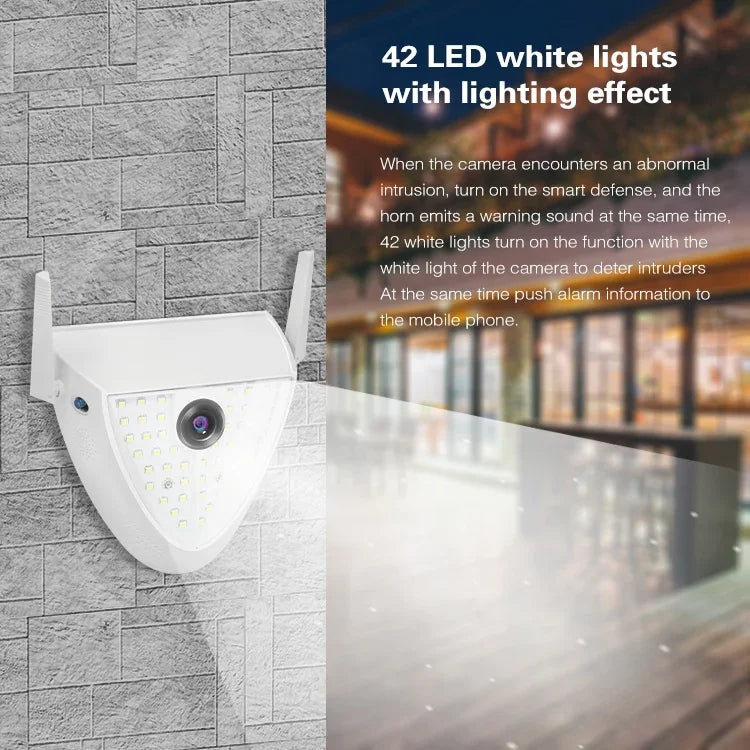 DP16 2.0 百萬像素 42 顆 LED 花園燈智慧攝影機，支援動態偵測／夜視／語音對講／TF 卡，澳規插頭，DP16