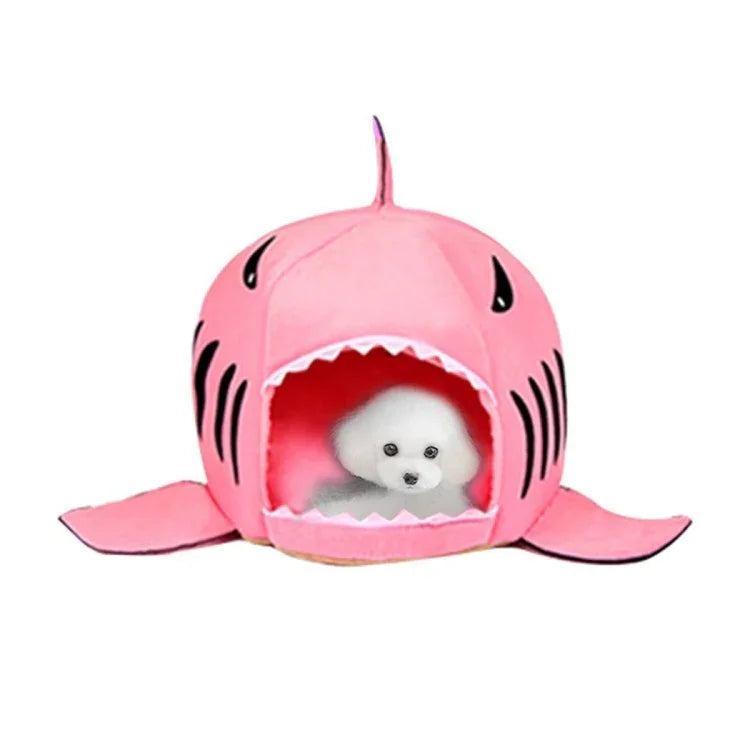 室內寵物狗幼犬貓保暖屋鯊魚寵物睡床巢，S尺寸：42x42x42cm