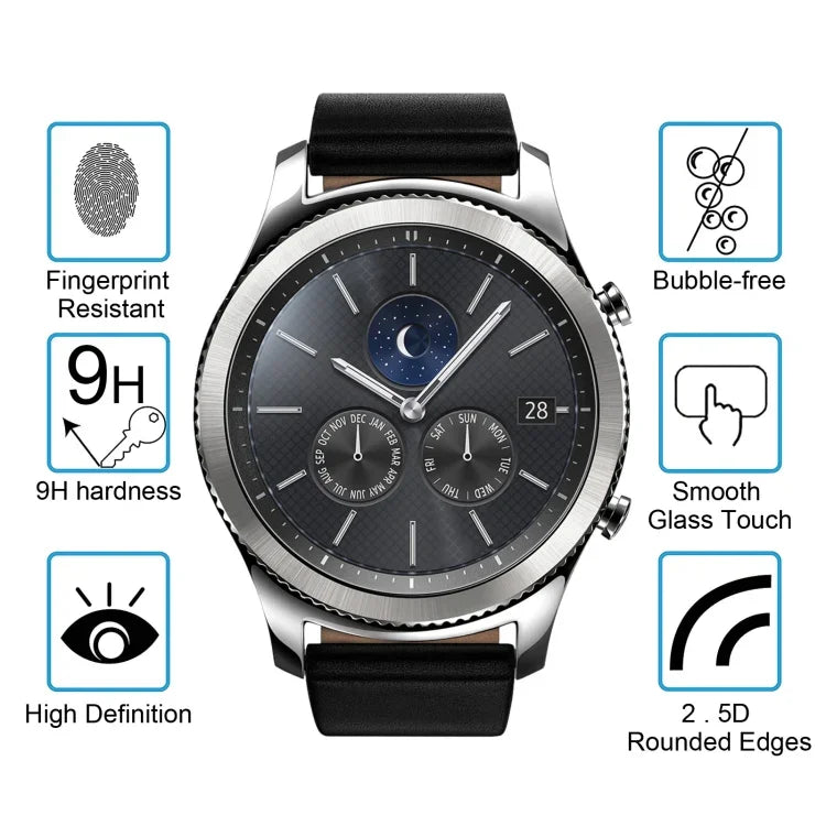 ENKAY Hat-Prince，適用於 Samsung Gear S3 智慧手錶，0.2mm 9H 表面硬度 2.15D 防爆鋼化玻璃螢幕膜