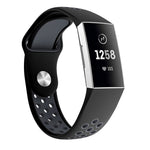 Two-color Round Hole Silicone Watch Band for Fitbit Charge 3, Watch Band Size:145-210mm