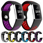 Two-color Round Hole Silicone Watch Band for Fitbit Charge 3, Watch Band Size:145-210mm
