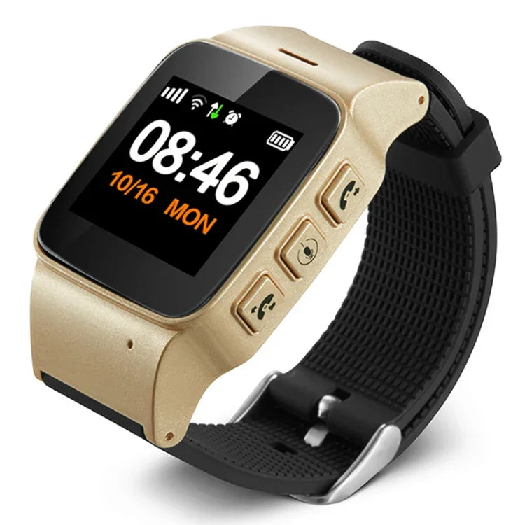 D99+ 1.22 吋高清 LCD 螢幕 GPS 智慧手錶，適合長者防水，支援 GPS + LBS + WiFi 定位／雙向通話／語音監控／一鍵急救／離腕警報／安全圍欄，D99+ 玫瑰金